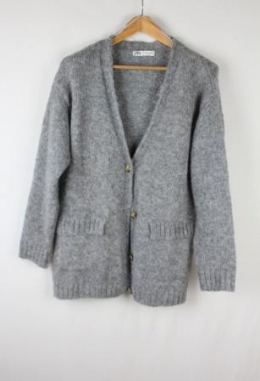 cardigan punto gris zara 