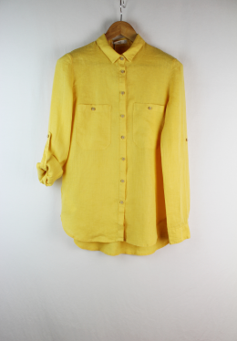 camisa bolsillos lino mango s