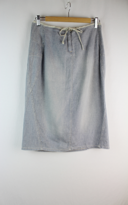 falda lino azul mango 38