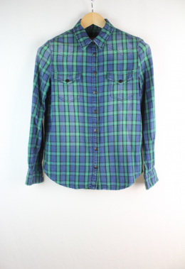 camisa cuadros tartan verde mango s