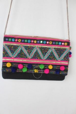 bolso pompones y abalorios sfera