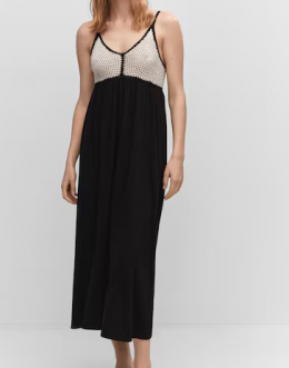 vestido con crochet negro mango