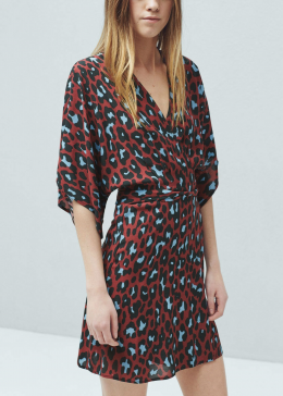 vestido tipo kimono animal print mango