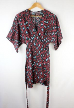 vestido tipo kimono animal print mango