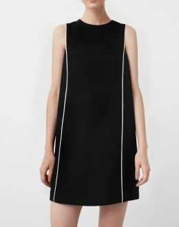 vestido recto negro y blanco mango