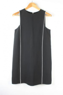 vestido recto negro y blanco mango