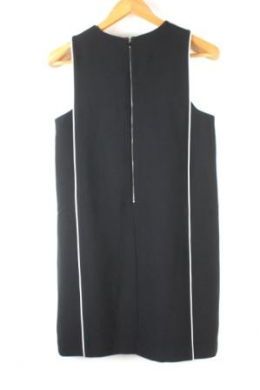 vestido recto negro y blanco mango