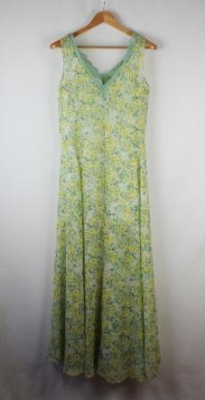 vestido largo gasa estampado amarillo mango