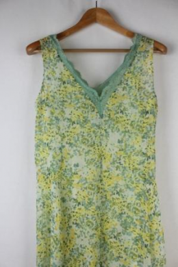 vestido largo gasa estampado amarillo mango