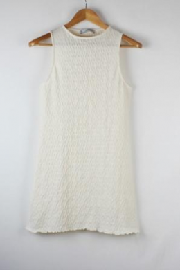 vestido punto extura entallado marfil mango