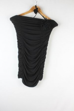 vestido ajustado drapeado negro cotli studio