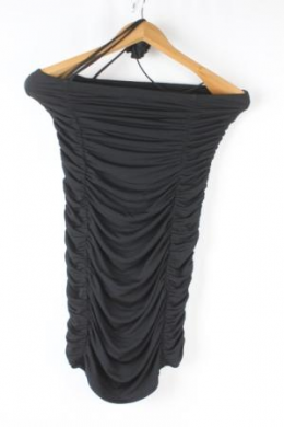 vestido ajustado drapeado negro cotli studio
