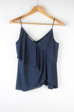 top punto con volantes azul mango