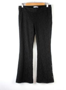 pantalon widw leg encaje negro mango