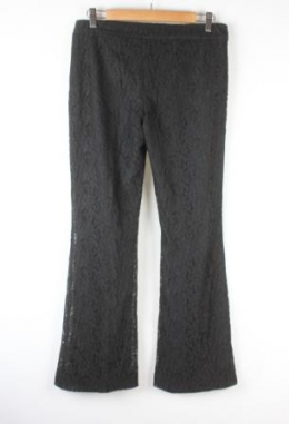 pantalon widw leg encaje negro mango