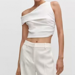 top asimetrico textura mango