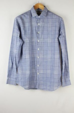 camisa hombre slim cuadros azul mango