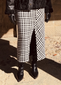 falda tubo cuadros mango