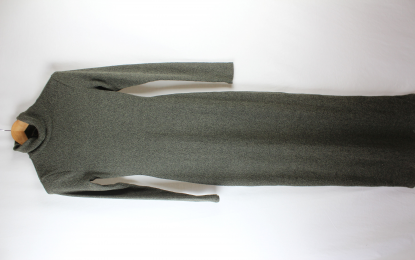 vestido punto cuello vuelto caqui mango