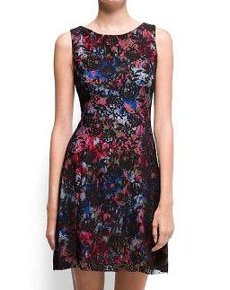 vestido encaje estampado floral mango