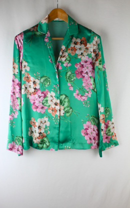 camisa satinada estampada mango