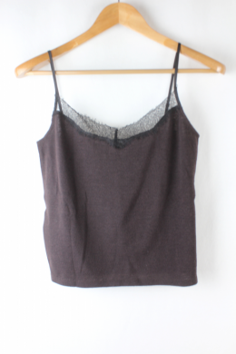 Top punto lencero marron mango