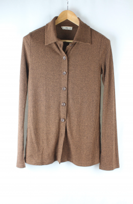 camisa punto canale marron mango