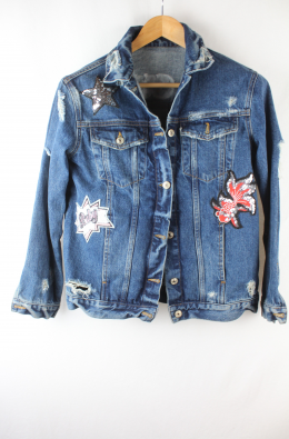 chaqueta vaquera parches mango