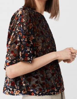 blusa oversize gasa y terciopelo mango s/m/l