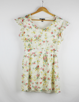 vestido gasa floral mango