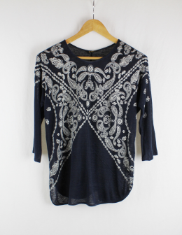 camiseta paisley en lino massimo dutti