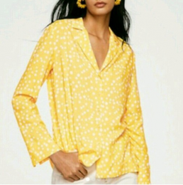 camisa amarilla lunares Mango