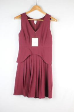 vestido plisado granate vila