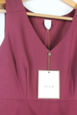 vestido plisado granate vila