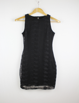 vestido encaje negro zara trf m