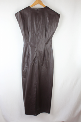 vestido drapeado efecto piel marron zara