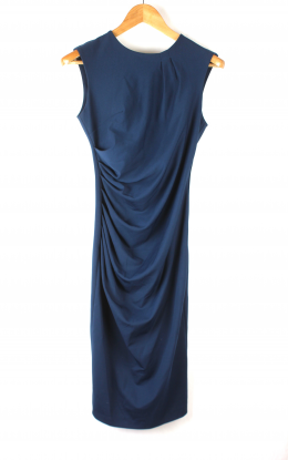 vestido drapeado azul rinascimiento