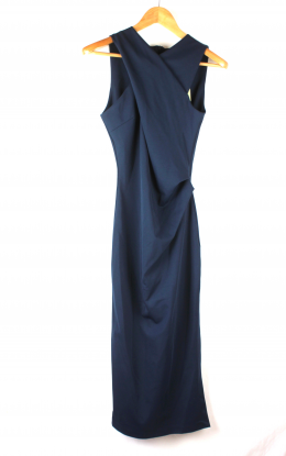 vestido drapeado azul rinascimiento