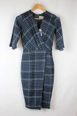 Vestido cuadros azul closet london