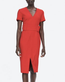 Vestido hebillas rojo zara