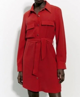 vestido camisero rojo zara