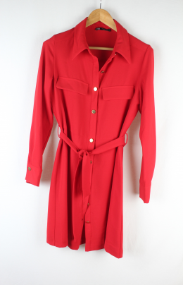 vestido camisero rojo zara