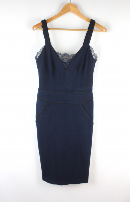 vestido lencero azul marino mango