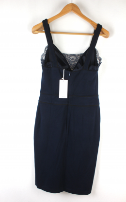 vestido lencero azul marino mango