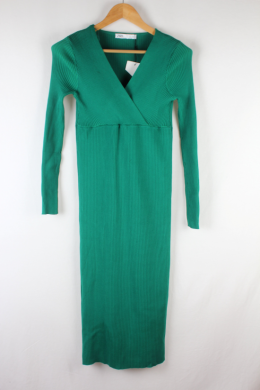 vestido midi punto verde zara