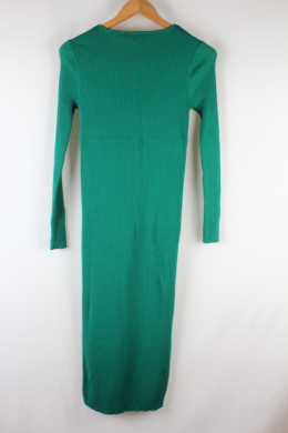 vestido midi punto verde zara