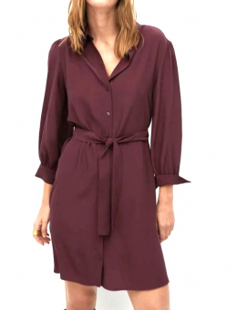 vestido camisero granate mango