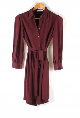 vestido camisero granate mango