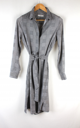Vestido camisero cuadro de gales mango