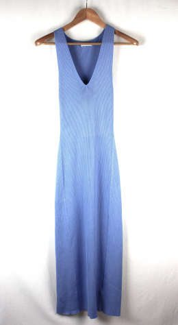 Vestido punt0 tirantes azul mango
